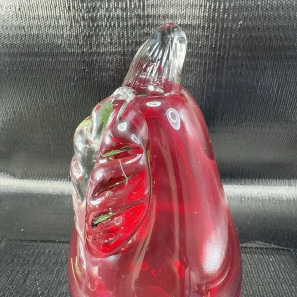 Thick Heavy Hand Blown Venetian‎ Art Glass Fruit Pear Paperweight Italian Glass